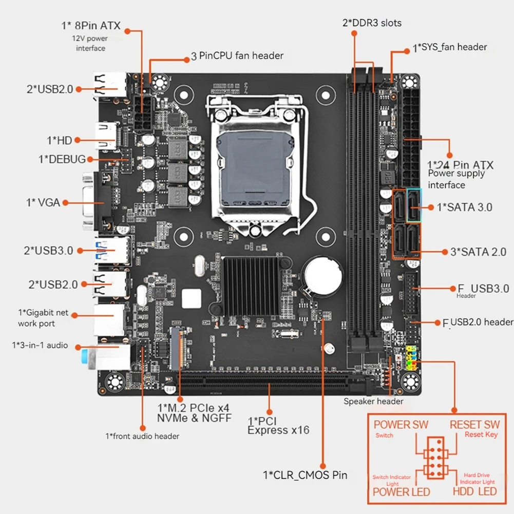 B75M-I 메인보드 LGA 1155 데스크탑 마더보드 DDR3 컴퓨터 메인 보드 M.2 NVME