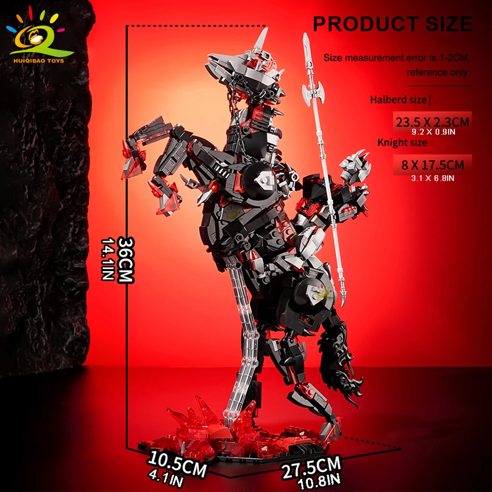 HUIQIBAO 1178pcs Ideas Medieval Knight MOC Model Building Blocks Set Vintage Warfare Horse Decoration City Construction Toy Kids