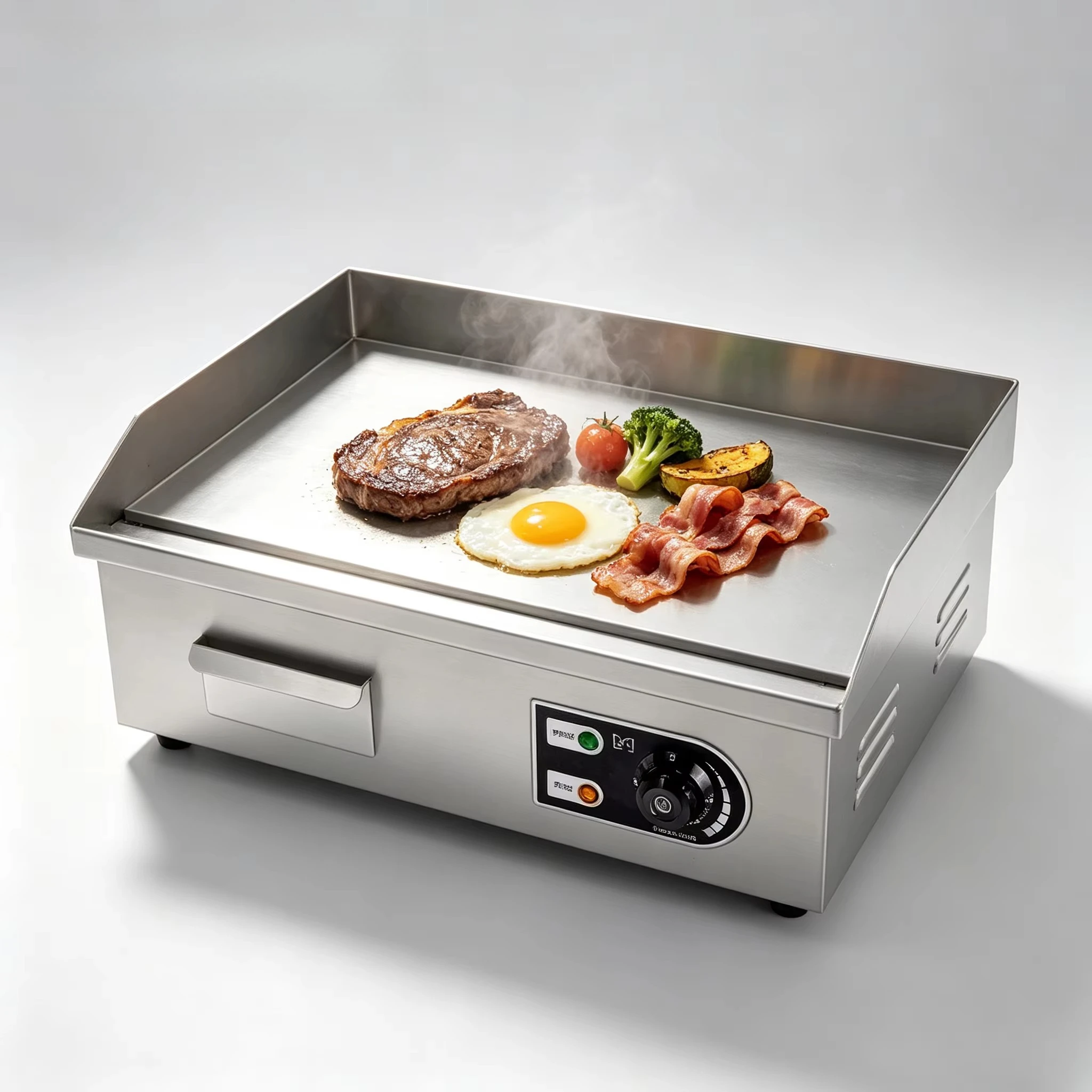 Countertop Electric Flat Top Griddle Stainless Steel Cooking Hot Plate Grill for Breakfast Fried Food