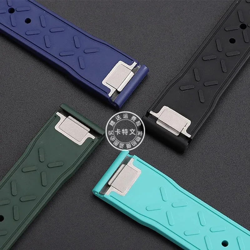 For IWC PILOT'S WATCHES Princekin Mark Watchband Quick Release Men's Watch Bracelet Black Blue Fluoro rubber Watch Strap 20 21mm