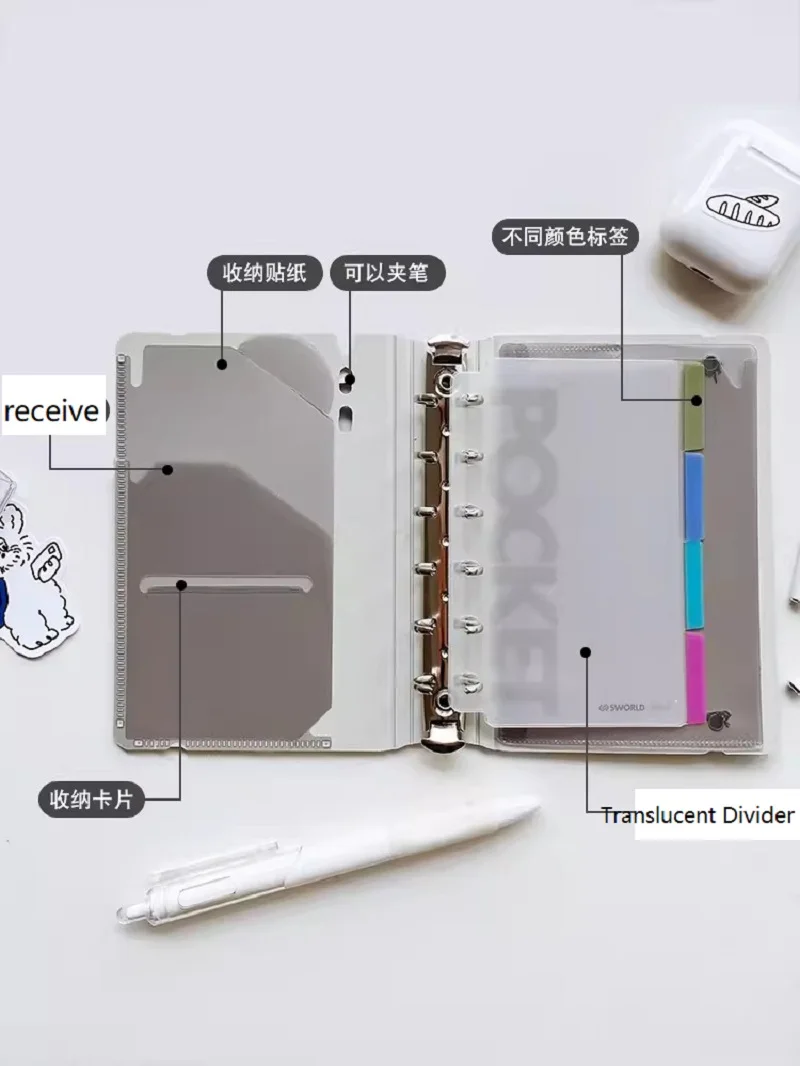 Portátil Loose-Leaf Notebook acolchoado, A6 Loose-Leaf, Grade Dot Matrix, Inserções substituíveis, Escritório e Material Escolar, Papelaria