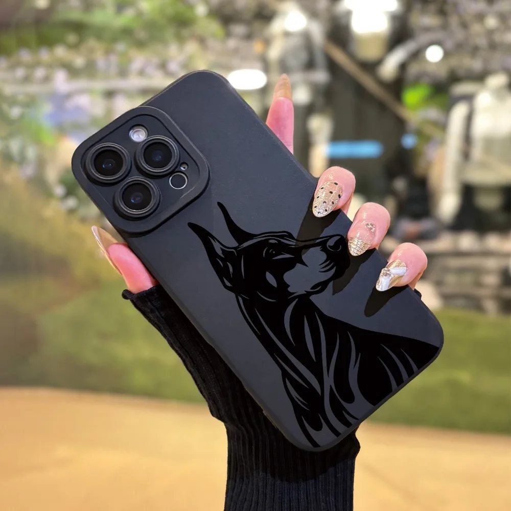 เคสโทรศัพท์ลายการ์ตูนโดเบอร์แมน เหมาะสำหรับ iPhone 17 16 15 14 13 12 11 Pro/Max/Plus ป้องกันการตกกระแทกและกันแรงสั่นสะเทือน