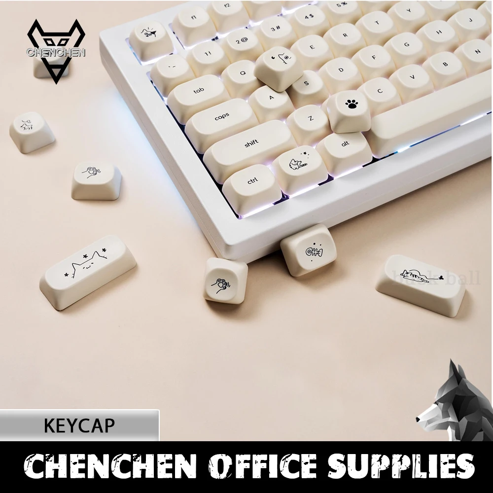 

Minimalism Keycap Pbt Thermal Sublimation 124 Keys Cute Cats Dogs Mechanical Keyboard Office Pc Gamers Girl Keycap Gifts