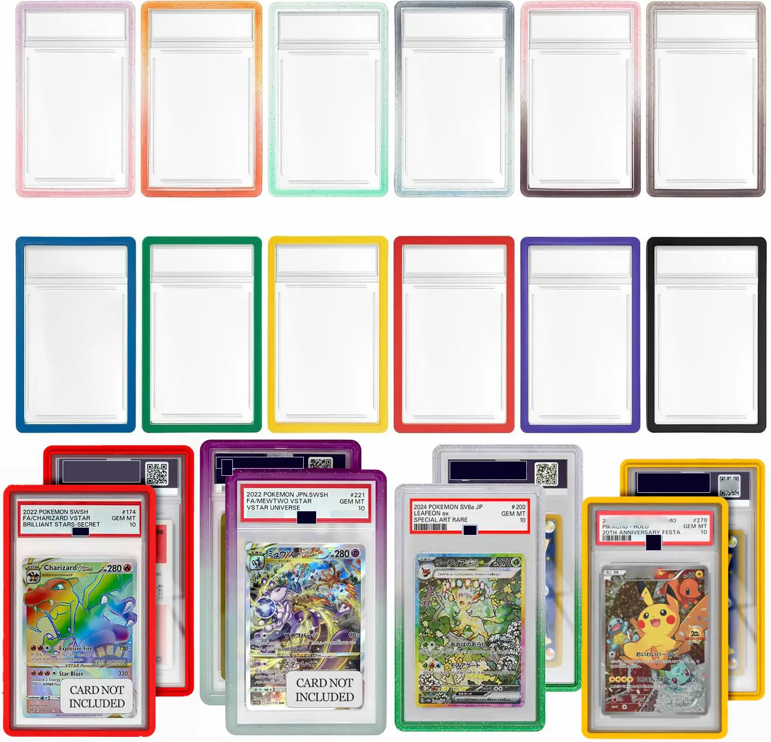 35PT Card Graded Case Silicone Protector Bumper Protection For TCG Game Pokemon Trading Sports Cards Graded Protective Slabs