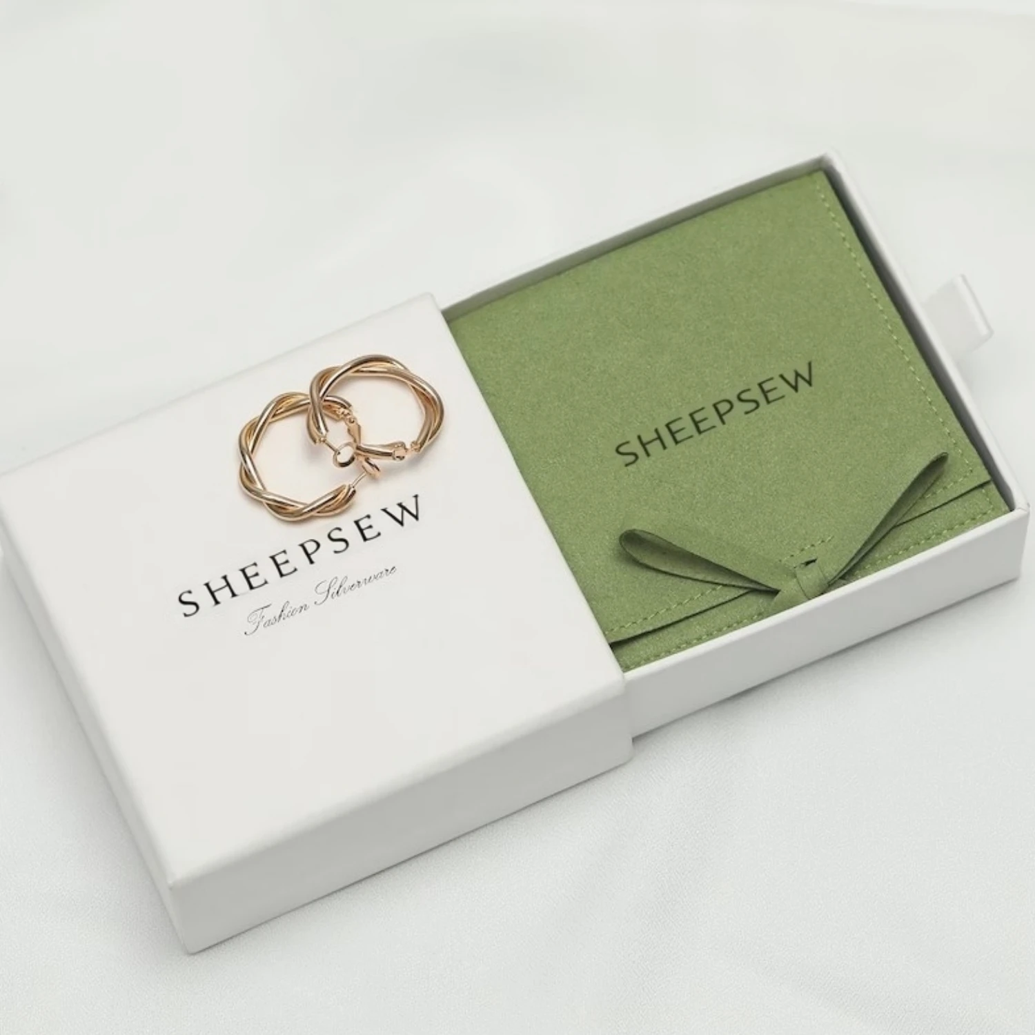 20pcs Gift Packaging Storage Slide Out Paper Jewelry Box Microfiber Pouch Set Drawer Sliding Paper Cardboard Jewelry Box
