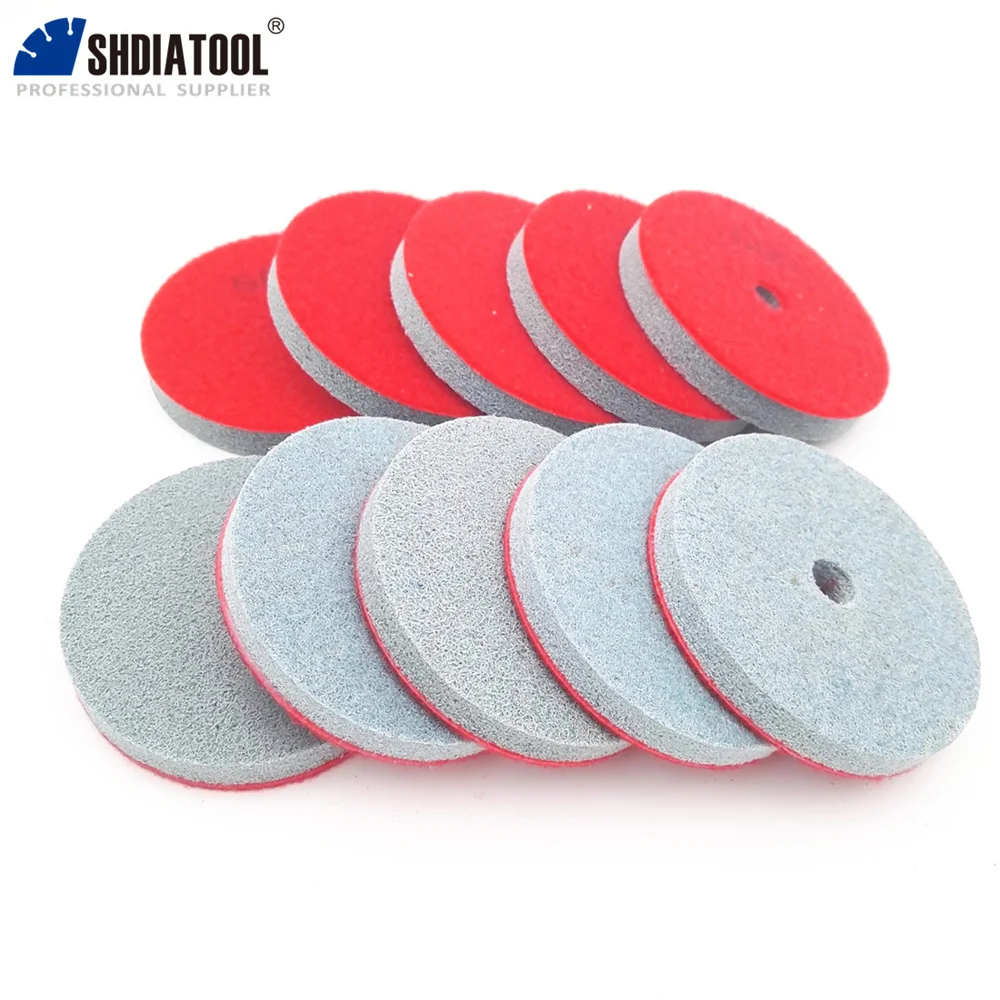 SHDIATOOL 10Pcs 4Inch Sponge Diamond Polishing Pads For Soft Stone Marble Terrazzo Floor Stone Sanding Disc Grit #500