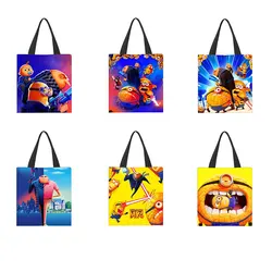 33cm Minions Despicable Me Cute Cartoon Canvas Shoulder Bag Action Figure Large Capacity Cartoon Canvas Bag Kids Birthday Gifts