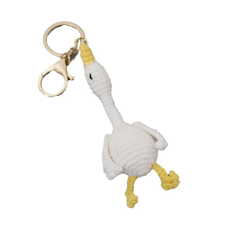 Cute Cartoon Handmade Crochet Swan Doll Knitted Crocet Keychain Cartoon Animals Ornaments Bag Ornaments Finished