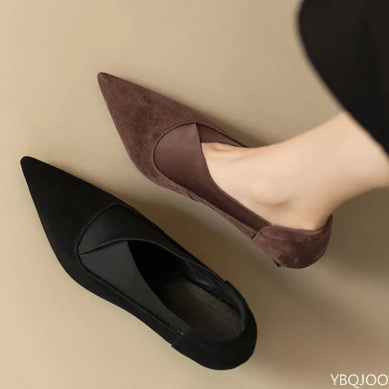 أحذية نسائية كاجوال مريحة بكعب عالٍ مدبب لربيع وخريف أحذية نسائية عصرية متعددة الاستخدامات أنيقة وبسيطة ذات فم ضحل