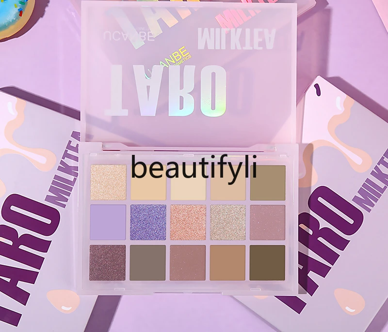 

Taro puree purple eyeshadow disc daily light makeup milk tea color pink pink purple Korean full matte