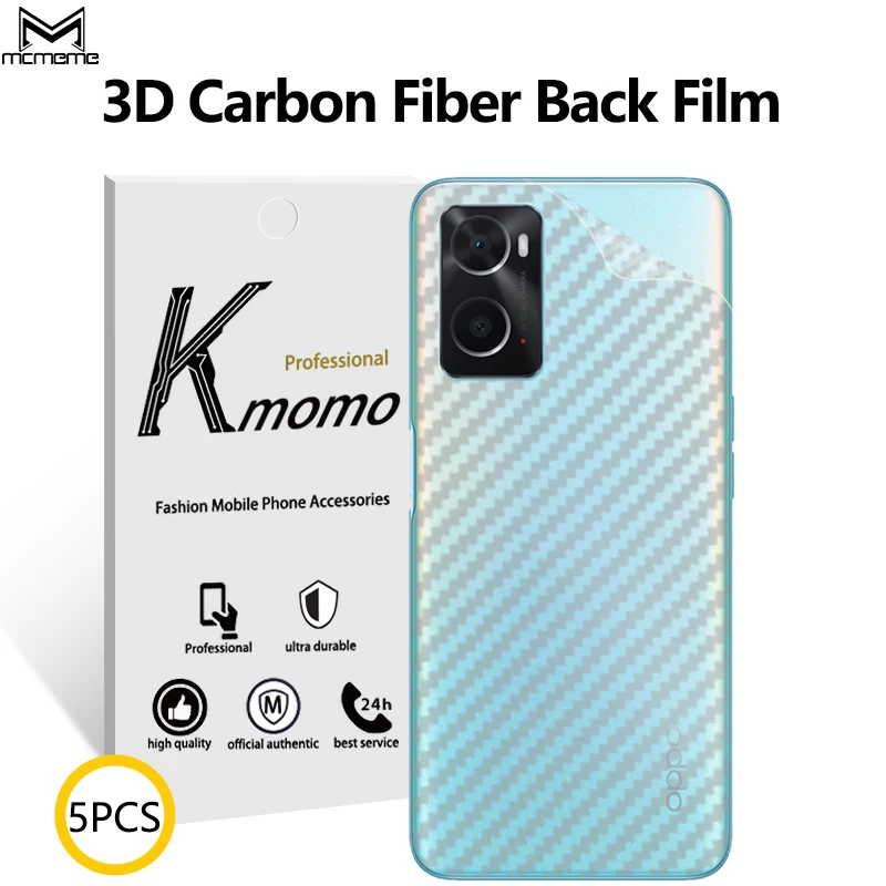 

For OPPO A36 A76 A96 A78 A58 A83 A91 A92S A93 A74 A95 A94 A97 5G 4G 3D 5Pcs Carbon Fiber Anti-Fingerprints Back Film Protector