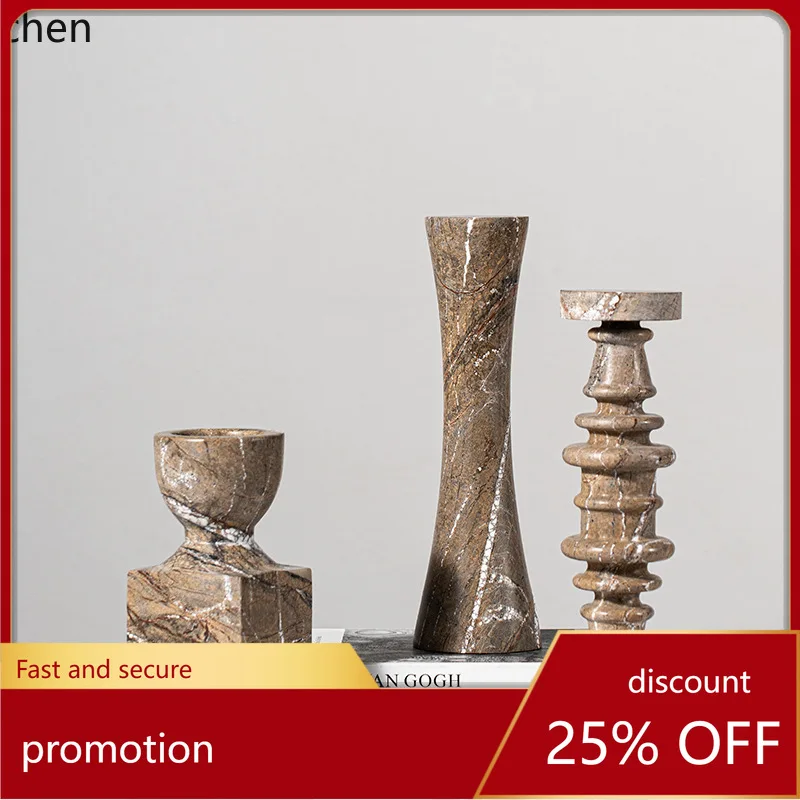 YFY Wabi-Sabi Style Marble Crackle Candle Holder Entrance Decoration Vintage Homestay Villa Hotel High-End Soft