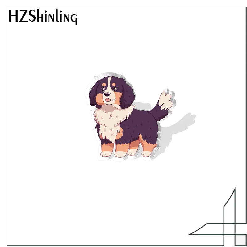 2023 Cartoon Bernese Mountain Dog Schnauzer Husky Acrylic Collar Pin Pattern Anime Acrylic Lapel Pins Resin Acrylic Epoxy