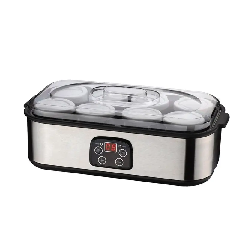 [B25B!】 Automatic Yogurt Maker With 8 Glasses Ice Cream Pudding Maker Adjustable Temperature Time Function Professional UK Plug