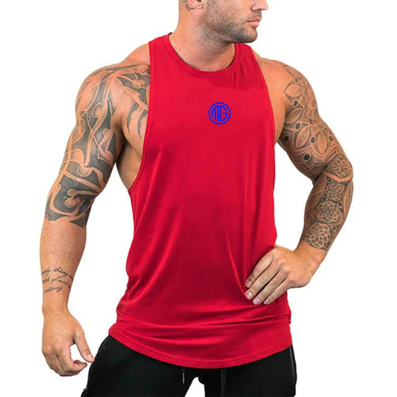 Cotton Men Running Vest Breathable Sweat Absorbent Loose Summer Gym Workout Fitnes Weightlifting Training Tank Top Shirt jogging