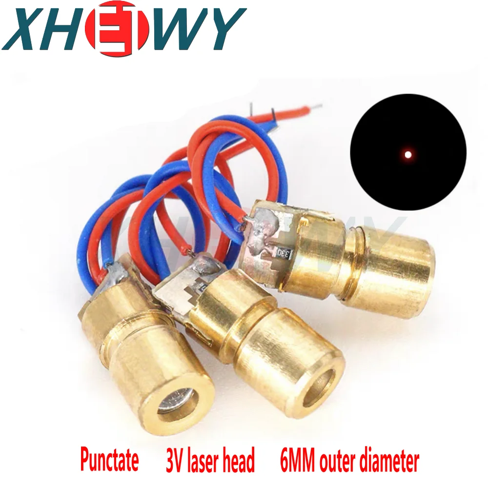 Лазерная головка 3 в 5 В, лазерный диод 5 мВт, квадратная медная лампа в форме красной точки, внешний диаметр 6 мм
