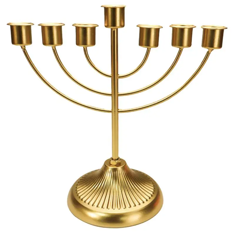 

Table Jewish Candlestick Holder Wide Sturdy Base Hanukkah Decoration Menorah For Shelf Cabinet Fireplace Living Room 7-Branch