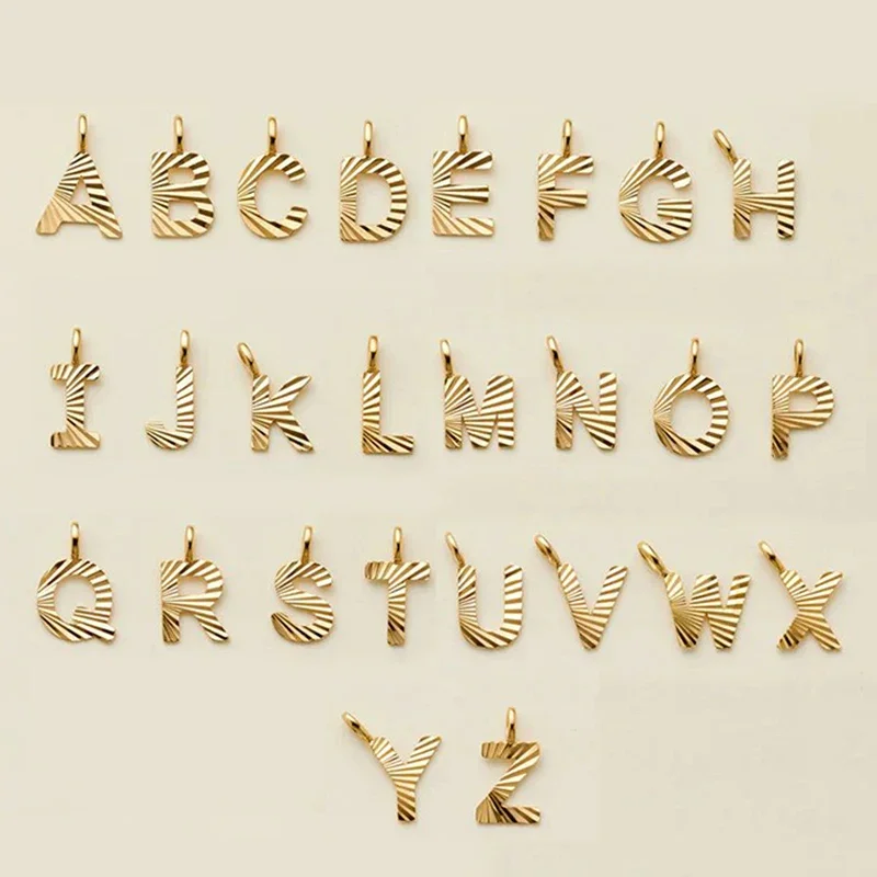 26 Letter Alphabet Initial Pendant Gold Plated Name Jewelry Stainless Steel Simple PVD Craft DIY Necklace Bracelet Jewelry