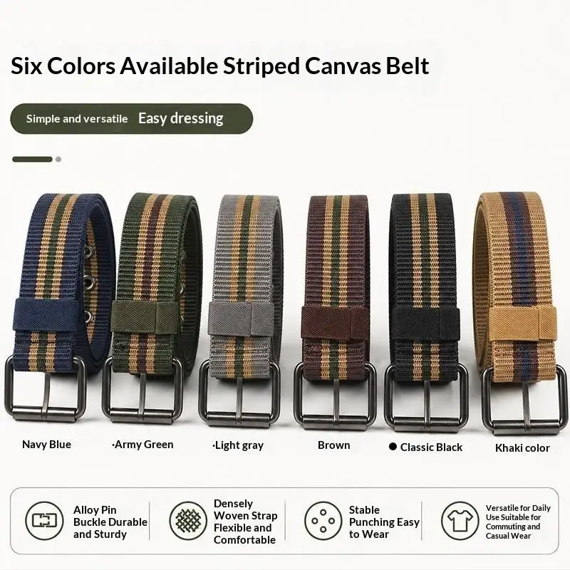 New Men Extended Needle Buckle Canvas Waistband For Middle Young Outdoor Woven Casual Belt