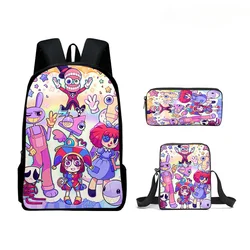 3PC-SET THE AMAZING DIGITAL CIRCUS Cartoon Children's Backpack Schoolbag Boys and Girls Backpack Mochila Sports Backpack