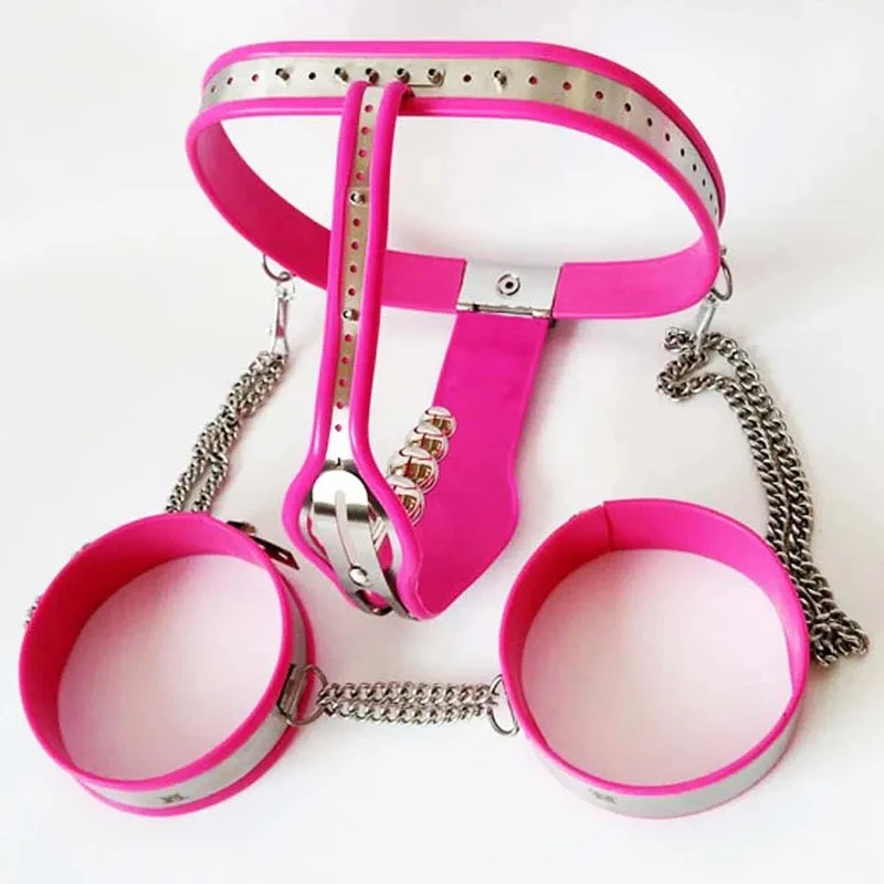 Female Chastity Belt Lock Anal Plug Pants Thigh Ring Cuffs Stainless Steel Chastity Device Set Sex Toys For Woman BDSM Bondage