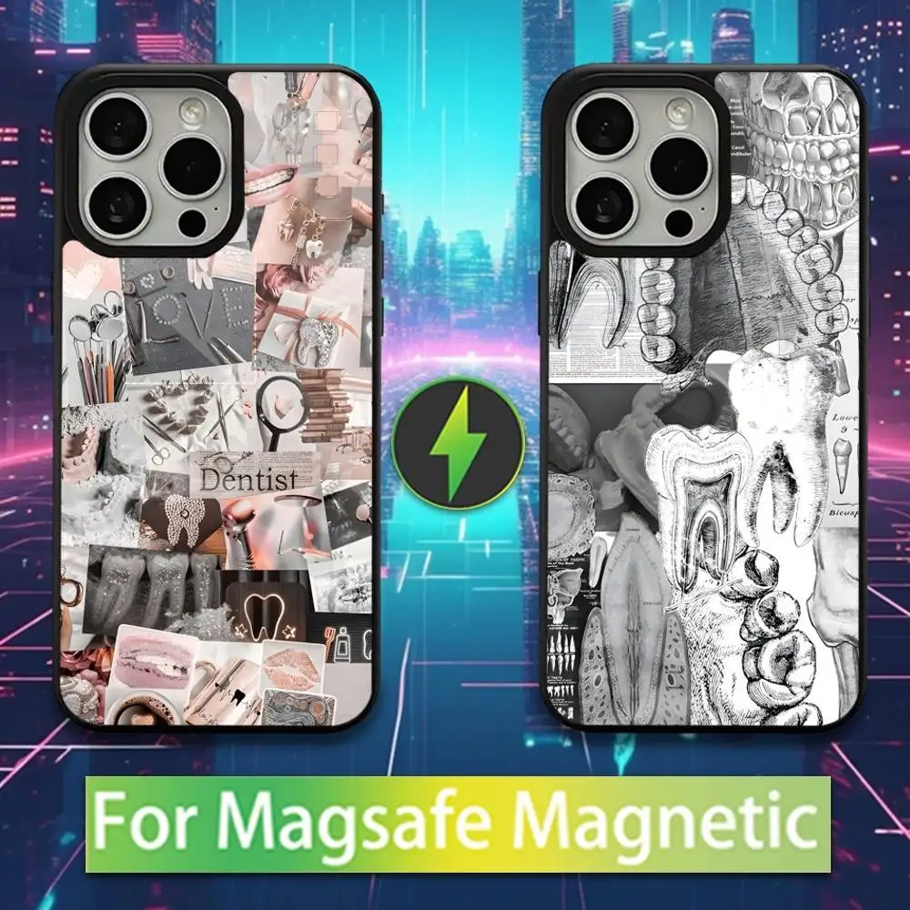 

Dental Tooth Art Dentist Case For iPhone 16,15,17,14,13,12,11,Pro,Max,Plus,Mini,Magsafe,Magnetic Wireless Charging Case