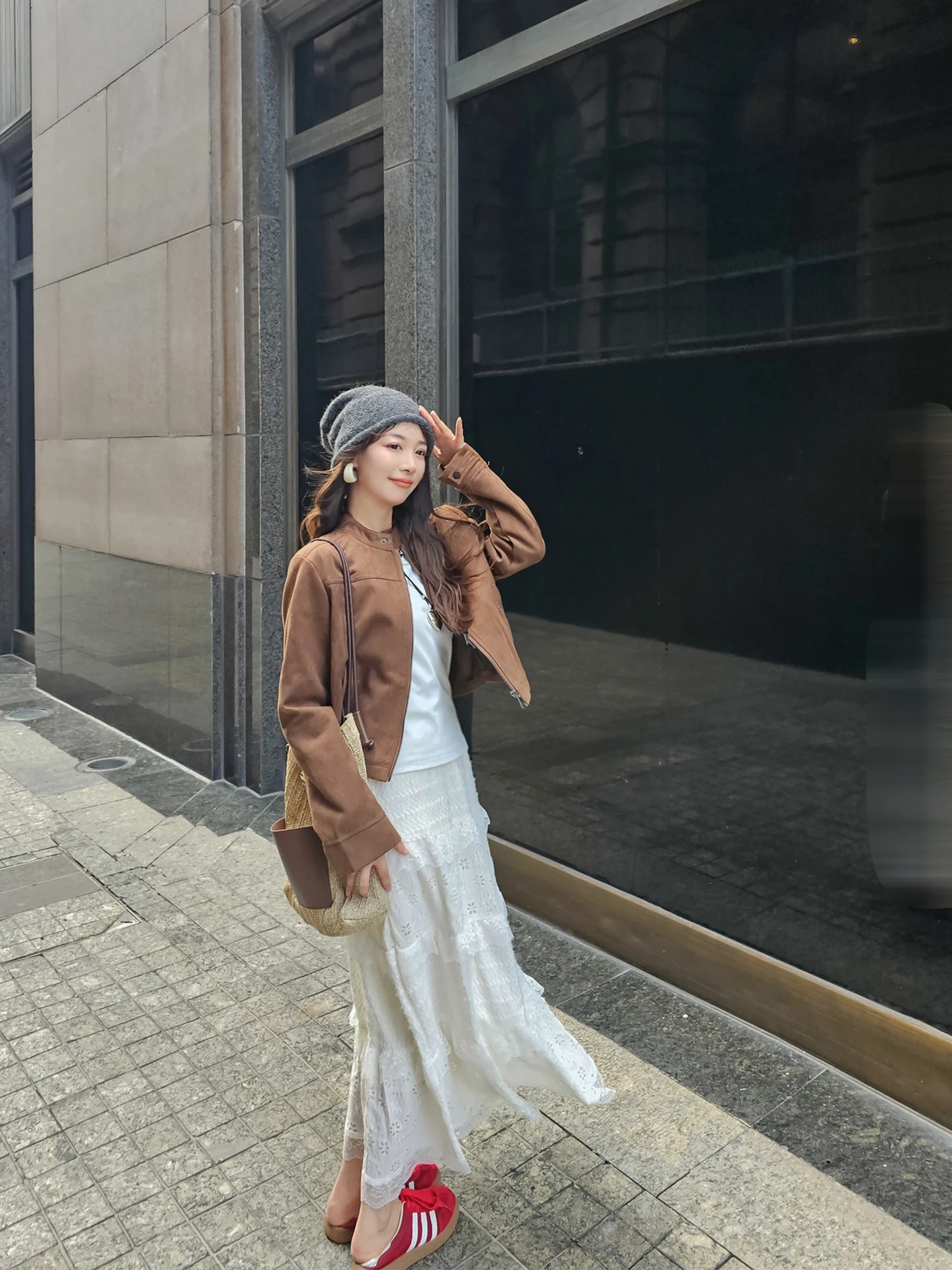 

Sweet Sle High Waist A-Line Skirt Long f-length Lace Splicing Design Polyester Fiber Casual Wear for Ladies