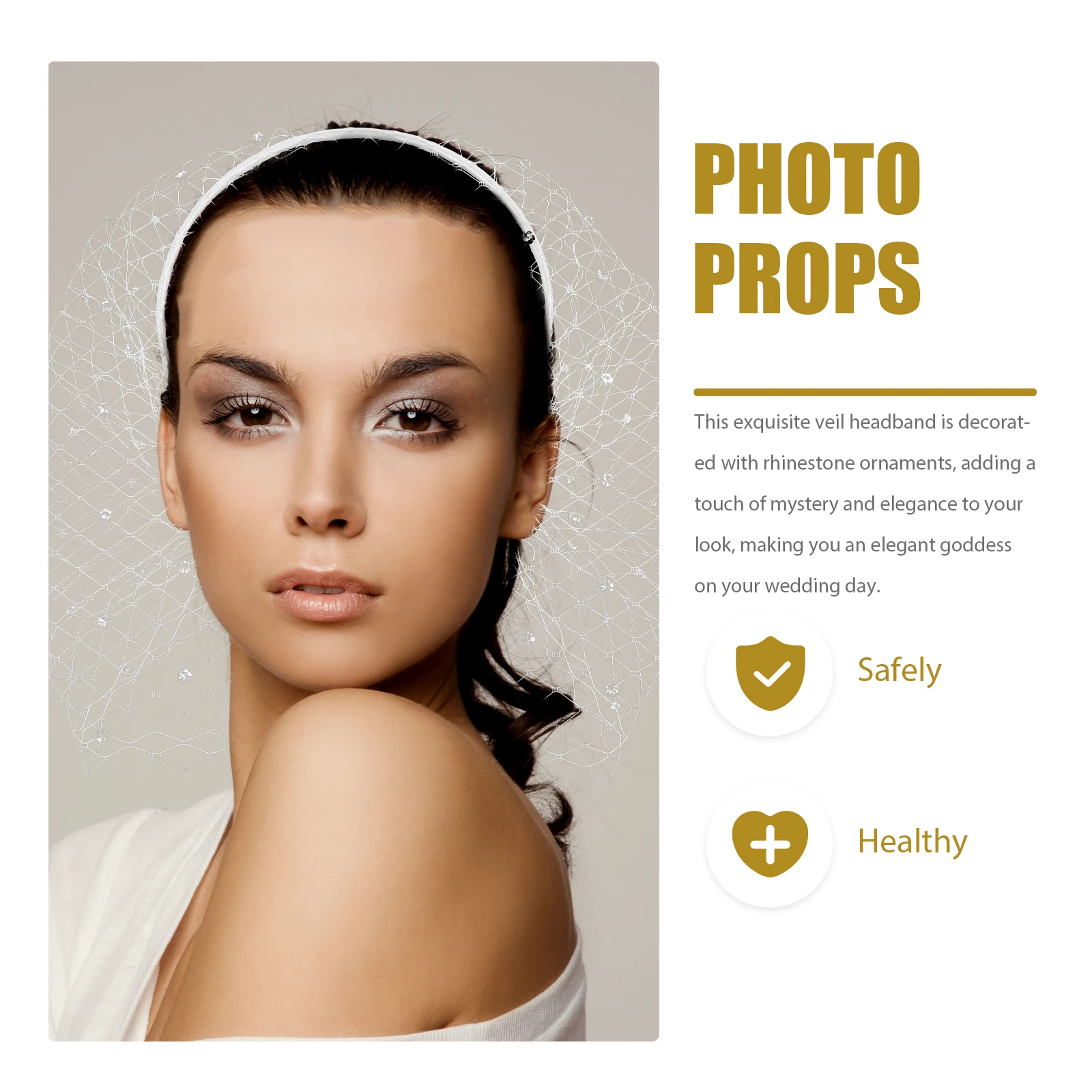 

Glamorous Rhinestone Veil Headband Bridal Hair Accessories Mesh Headdress Woman Veil Headwear Wedding Party Hairstyle Tool