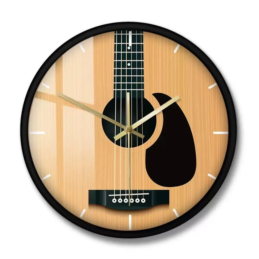 Creative Acoustic Guitar Wall Clock Silent Quartz Musical Instrument Clocks for Music Room Studio Home Decor Musicians Gift