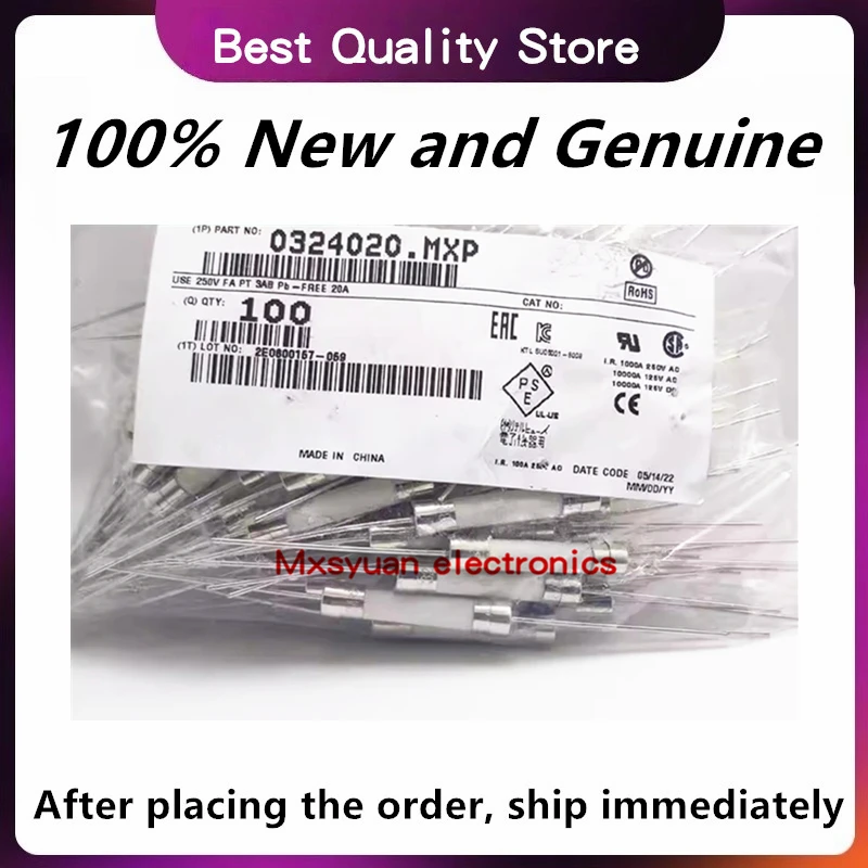 New original 10PCS~50PCS/LOT 0324020.MXP 6*32MM 20A 250V F20AL250VP Ceramic fast fuse fuse with lead wire