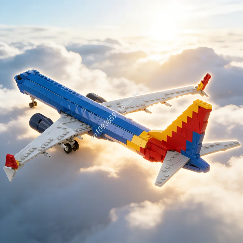 

715pcs MOC Boeing MAX 8 Southwest Livery Promotional Airlines Model Building Blocks Christmas Gift Architecture Toys Birthday