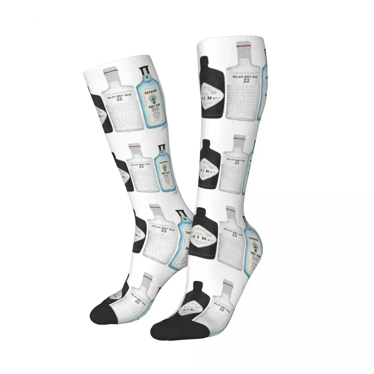 

Gin Bottles Illustration Socks Harajuku High Quality Stockings All Season Long Socks Accessories for Unisex Birthday Present