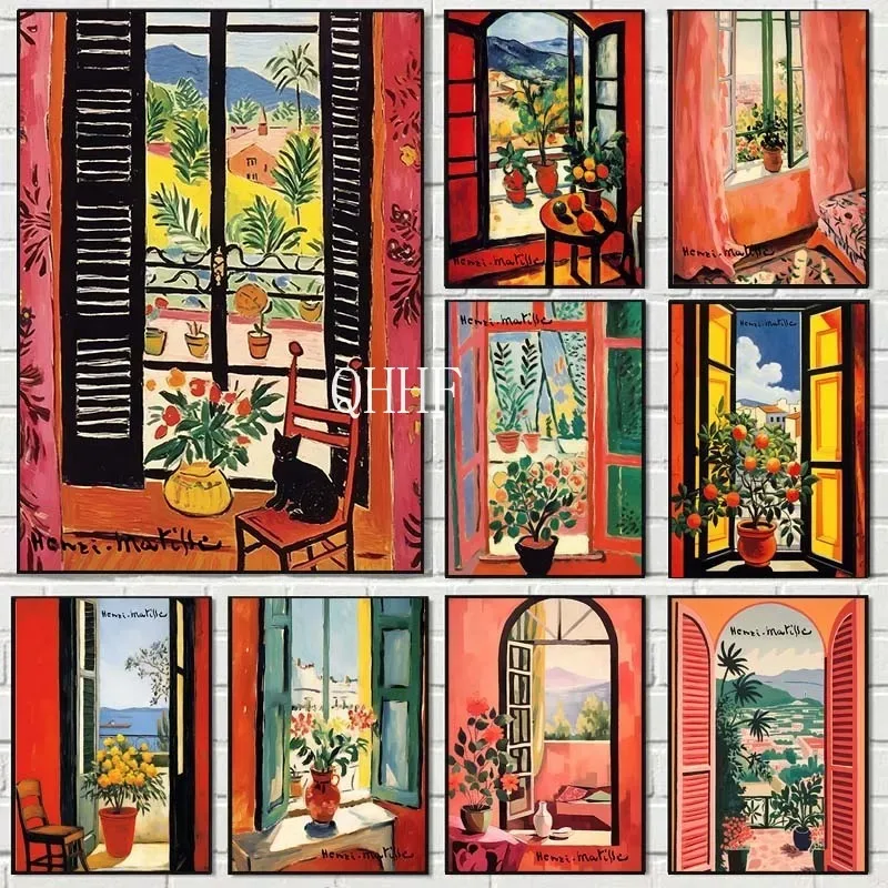 Henri Matisse Open Window Poster Landscape Prints Painting Posters Canvas Art Nordic Wall Pictures Room Home Cuadros Decoration