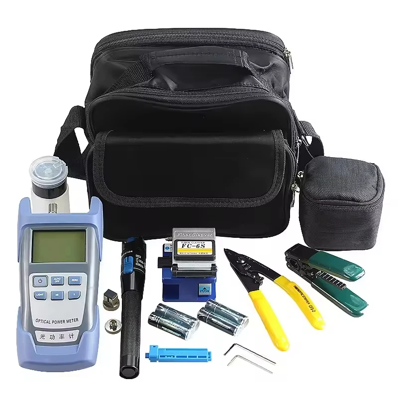 OPM VFL FC-6S Fiber Optic Tool Kit FTTH Fiber Optic Power Meter WiFi 4G Network Compatible Splicing Stripper Fiber Cleaver Bag
