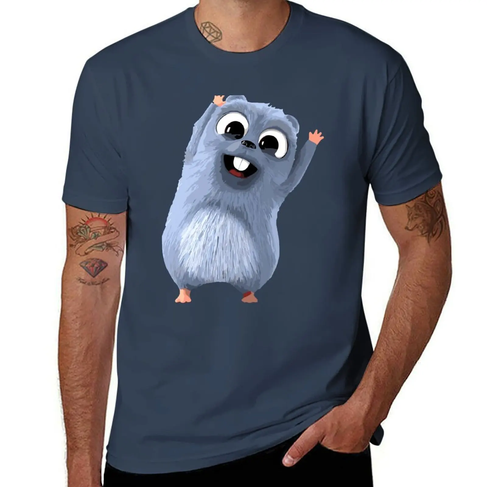 

happy Grizzy and Lemmings cartoon T-Shirt Work Outdoor Short Sleeve Tee