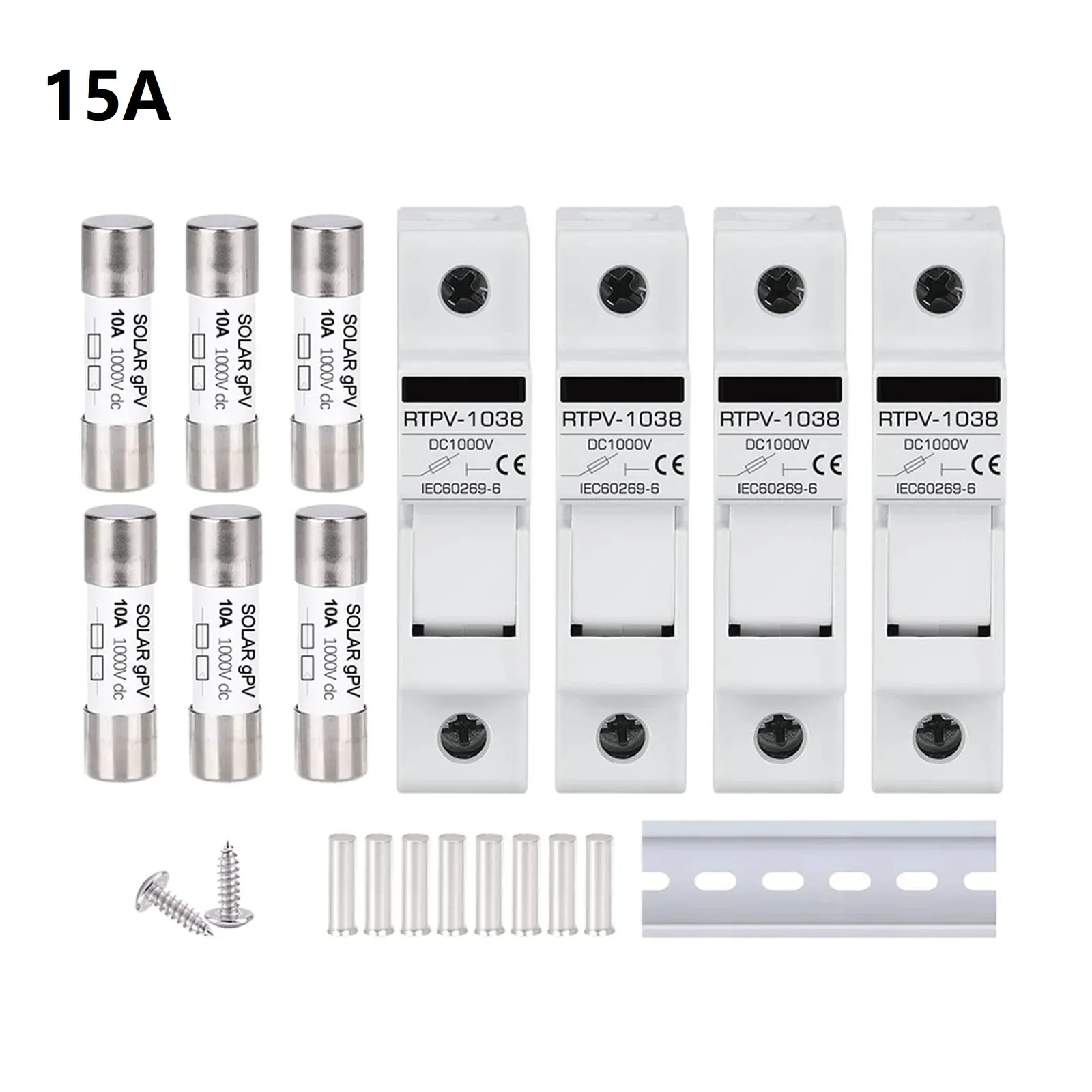 Indoors Outdoors PV Fuse Holders DC Fuse Base 1Set DIN Rail Mounting DC1000V Photovoltaic Fuse 10 15 20 25 32A