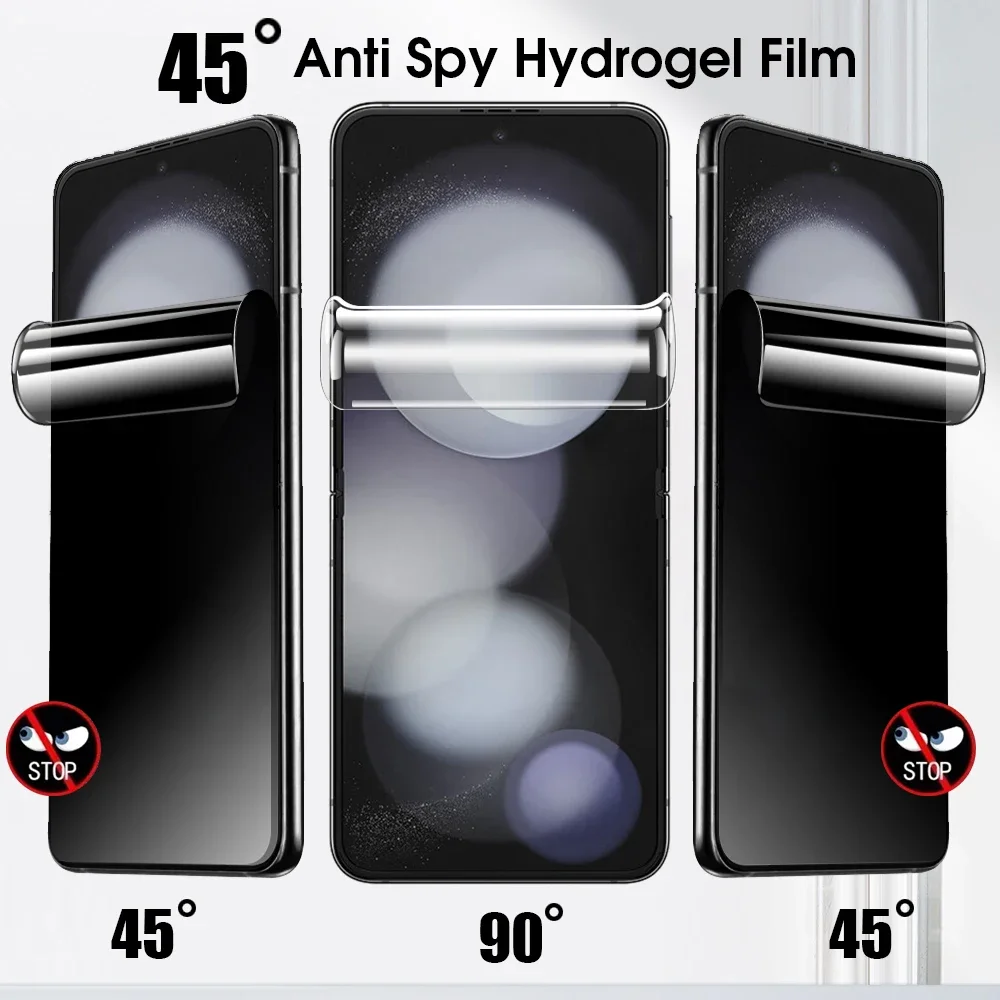 6 In 1 Privacy Hydrogel Film Anti-Spy Back Internal Screen Protector For Samsung Galaxy Z Flip6 5G ZFlip6 Camera Tempered Glass