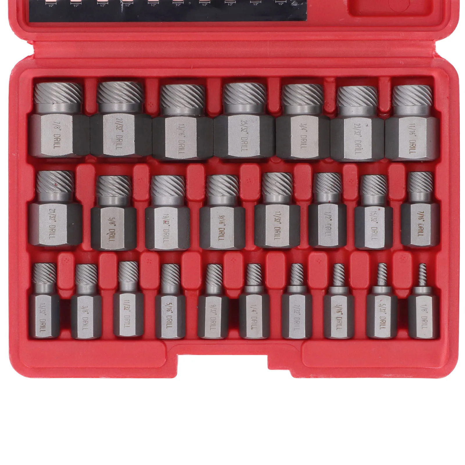 Imagem -05 - Kit Extrator de Parafuso Danificado para Remover Parafusos Parafuso Sextavado Aço Cromo Molibdênio Sistema Britânico Azul e Vermelho 10 Pcs 25 Pcs