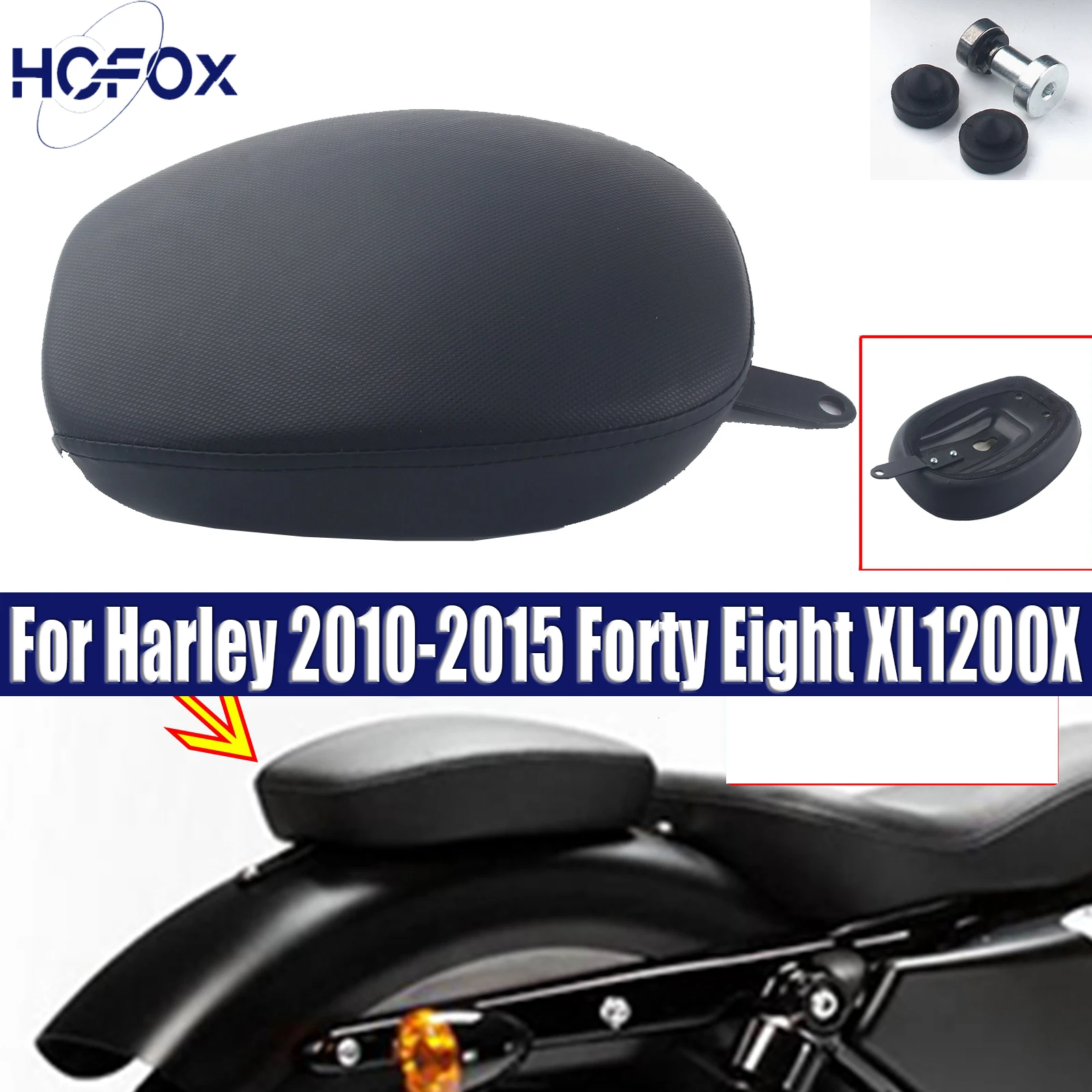 

For Harley 2010-2015 Forty Eight XL1200X Motorcycle Black Rear Seat Cushion Pressure Relief Comfortable Passenger Pads