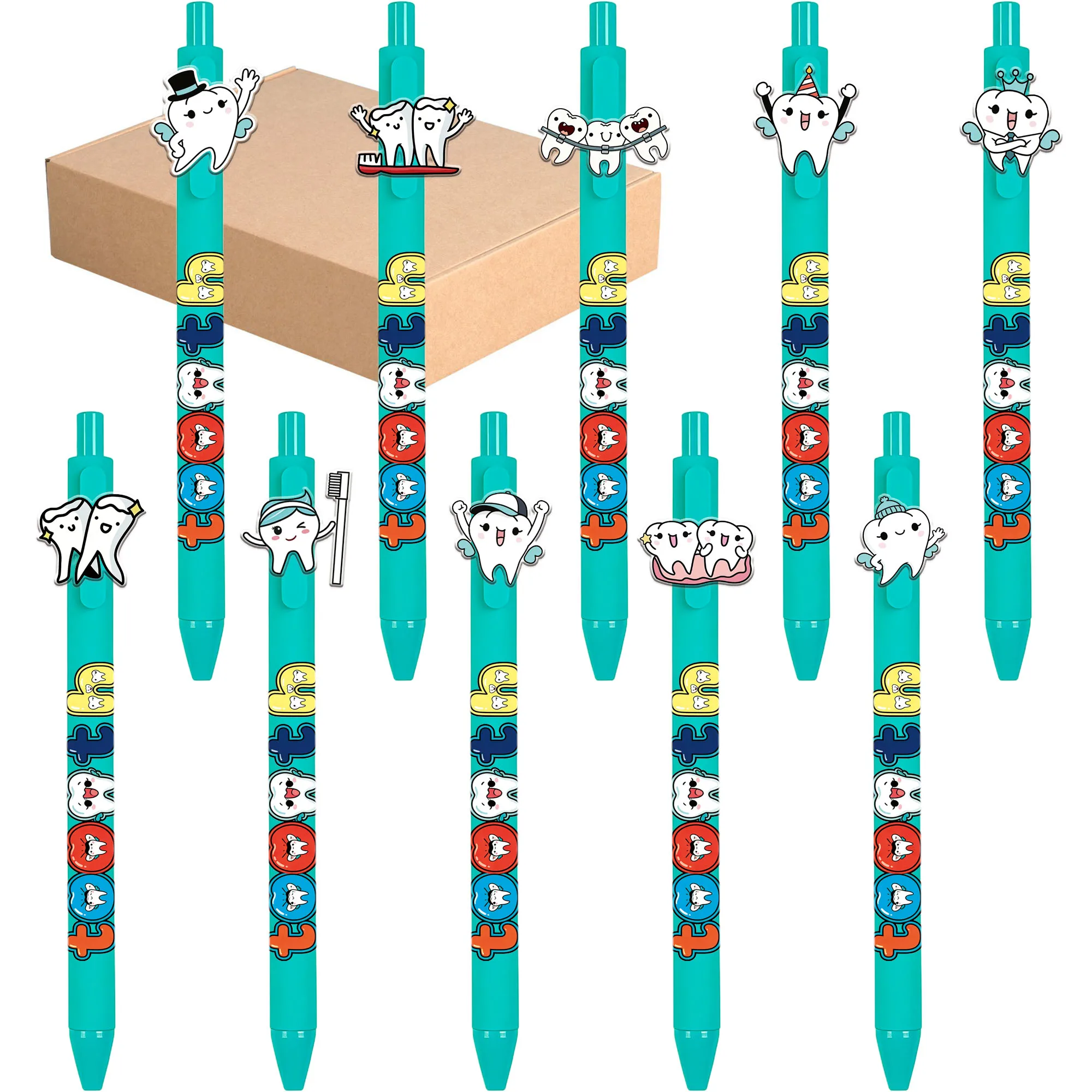 10pcs/14pcs Oral Health and Dental Care Series Writing Ballpoint Pen Student Writing Signature Stationery Activity Gifts