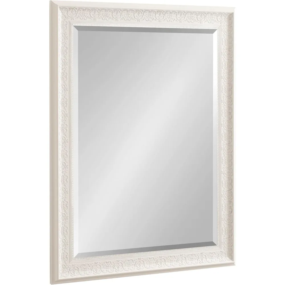 

White Decorative Wall Mirror 22.5x28.5 Inches, Beveled Frame for Home Decor