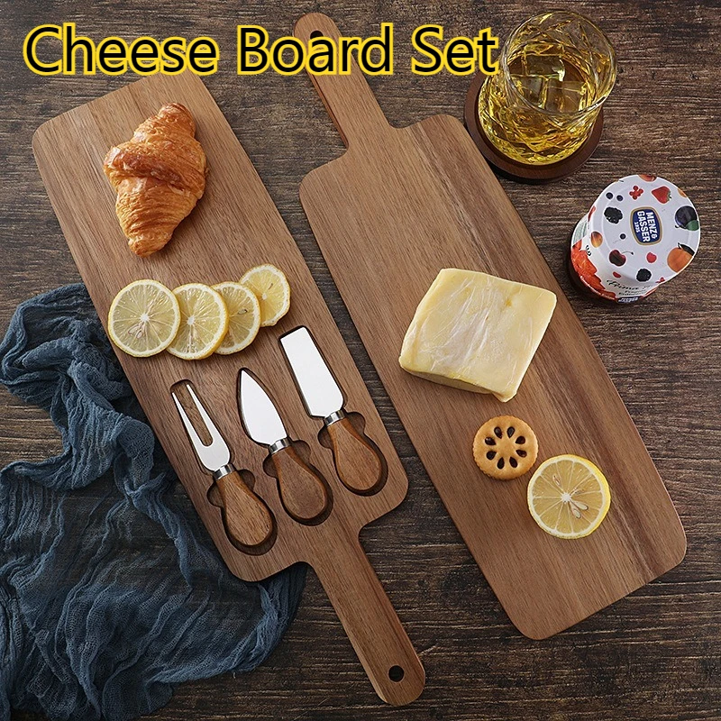 

Набор досок для сыра из 4 предметов с ножами — поднос для мясных изделий из бамбукового дерева для сервировки сыра, фруктов, стейков и закусок