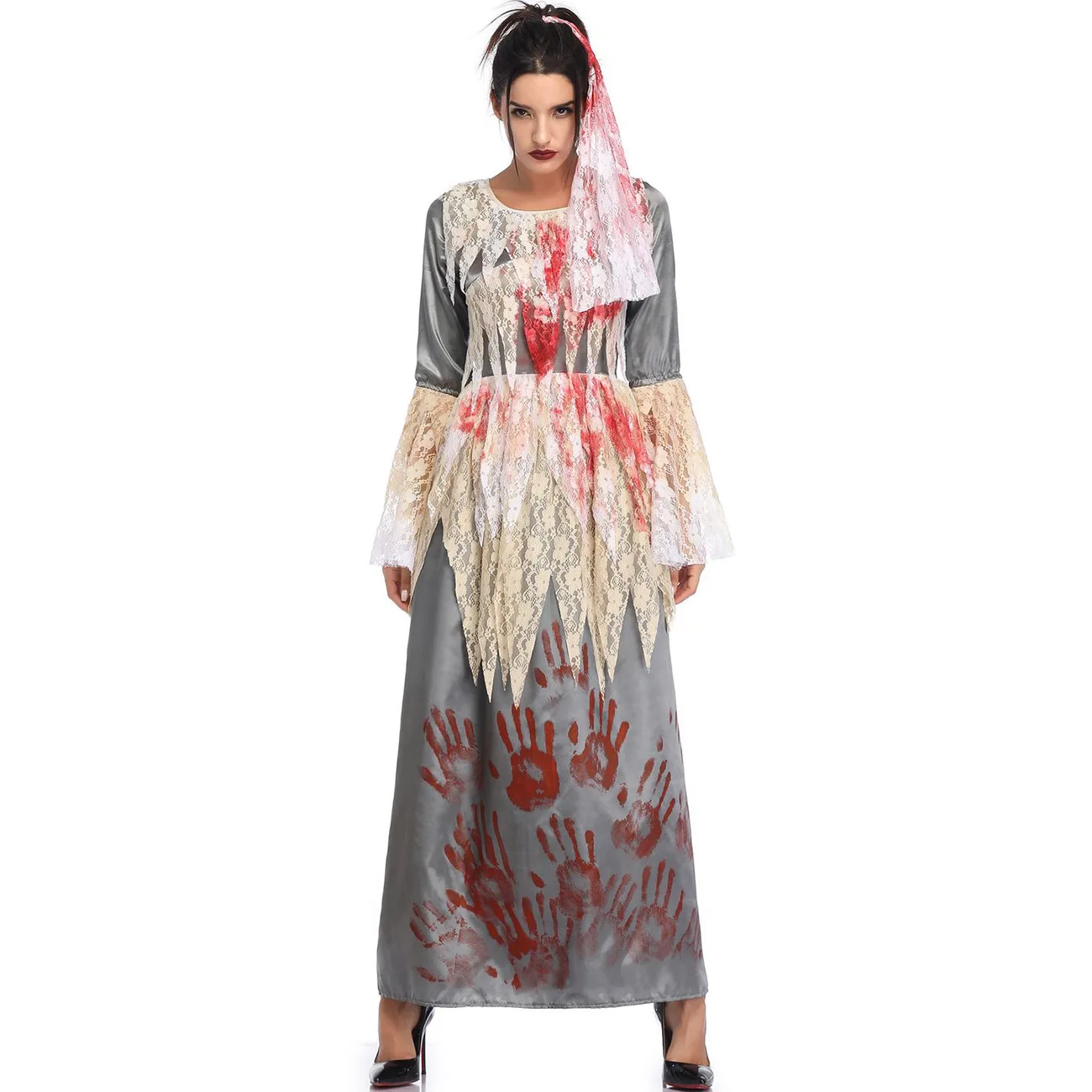 Halloween sangrenta fantasia de cosplay para mulheres, horror, fantasmas, noiva, vampiros, assustador, zombies, fantasias de máscaras, vestido longo, novo