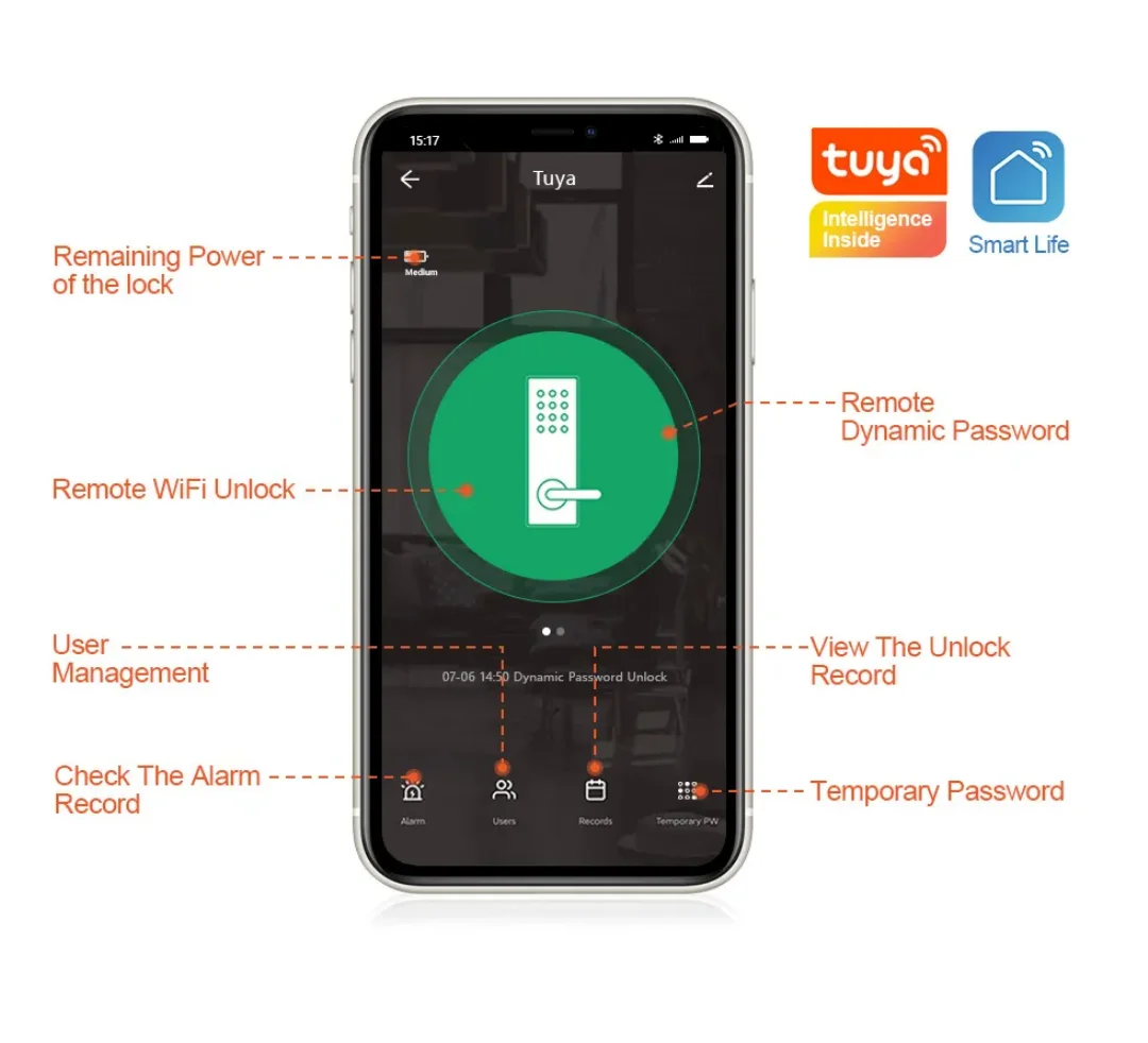 Tuya-Serrure Intelligente Wifi Étanche IP65 Double Face, Code d\'Empreintes Digitales, Carte IC Électronique, Serrure de Porte Extérieure,