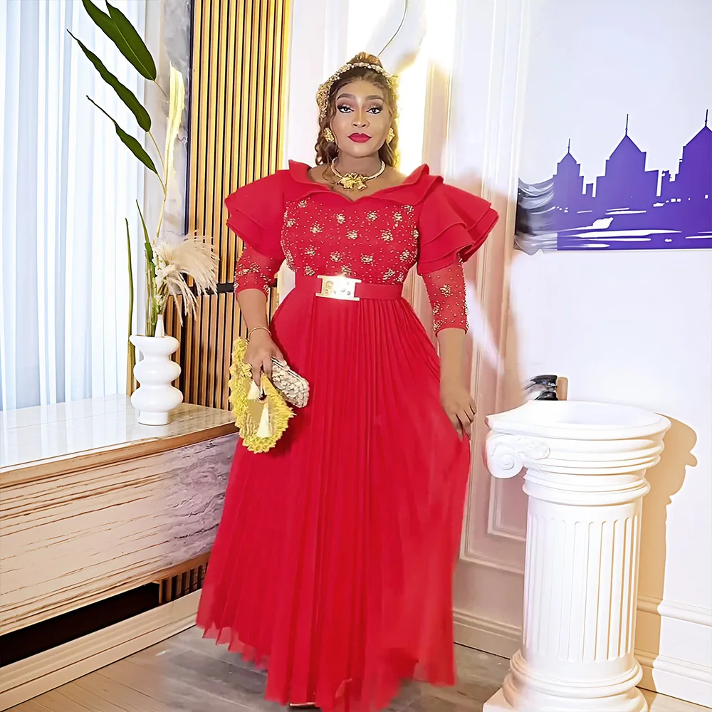 فساتين الحفلات الأفريقية مقاس كبير للنساء 2025 موضة جديدة Dashiki أنقرة ثوب مسائي لحفلات الزفاف فستان ماكسي إسلامي تركي أنيق