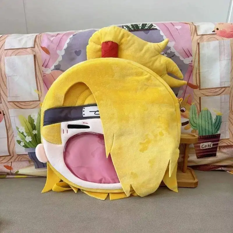 Wholesale  Ninja Deidara Kawaii Cosplay Lolita Girls Itbag Big Face Plush Stuffed Backpack Funny Bag Wallet Decor Fans Gift