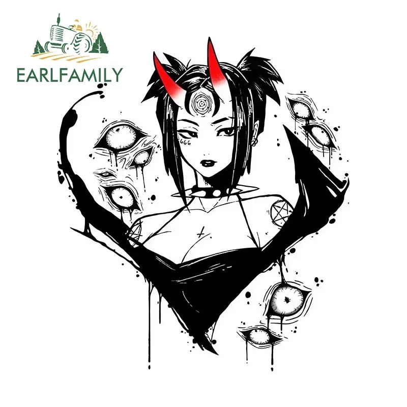 EARLFAMILY 13cm x 11.4cm for Devil Girl Oni Girl Cthulhu Car Stickers Waterproof Sunscreen Decals Creative Graffiti Car Label