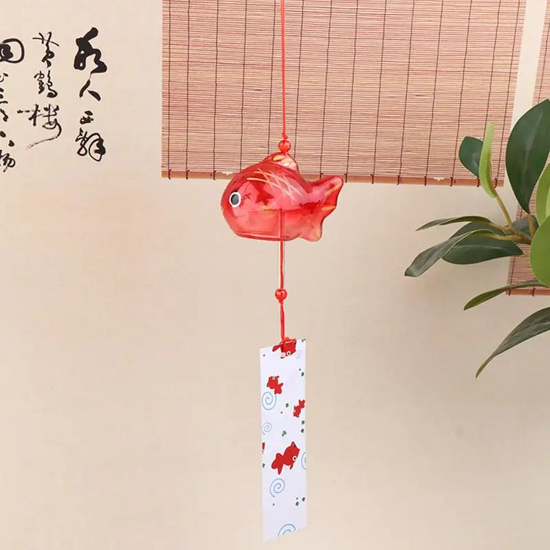 Wind Chime Chimes Japanese Glass Style Fish Garden Hanging Outdoor Decor Pendant Decorative Fish Ornament