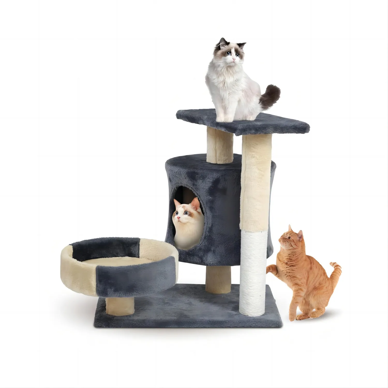 Cat Tree Tower,Cat Condo with Sisal Scratching Post,circular rest activity center Cat Climbing Tree,Indoor Cat(53×50×33 cm)