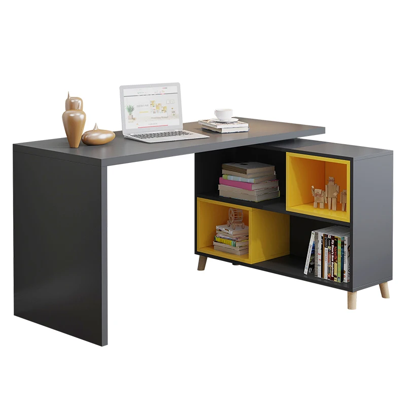 

Wyj Desktop Desk Student Household Desk Combined Bookcase Simple Bedroom Rotating Writing Desk